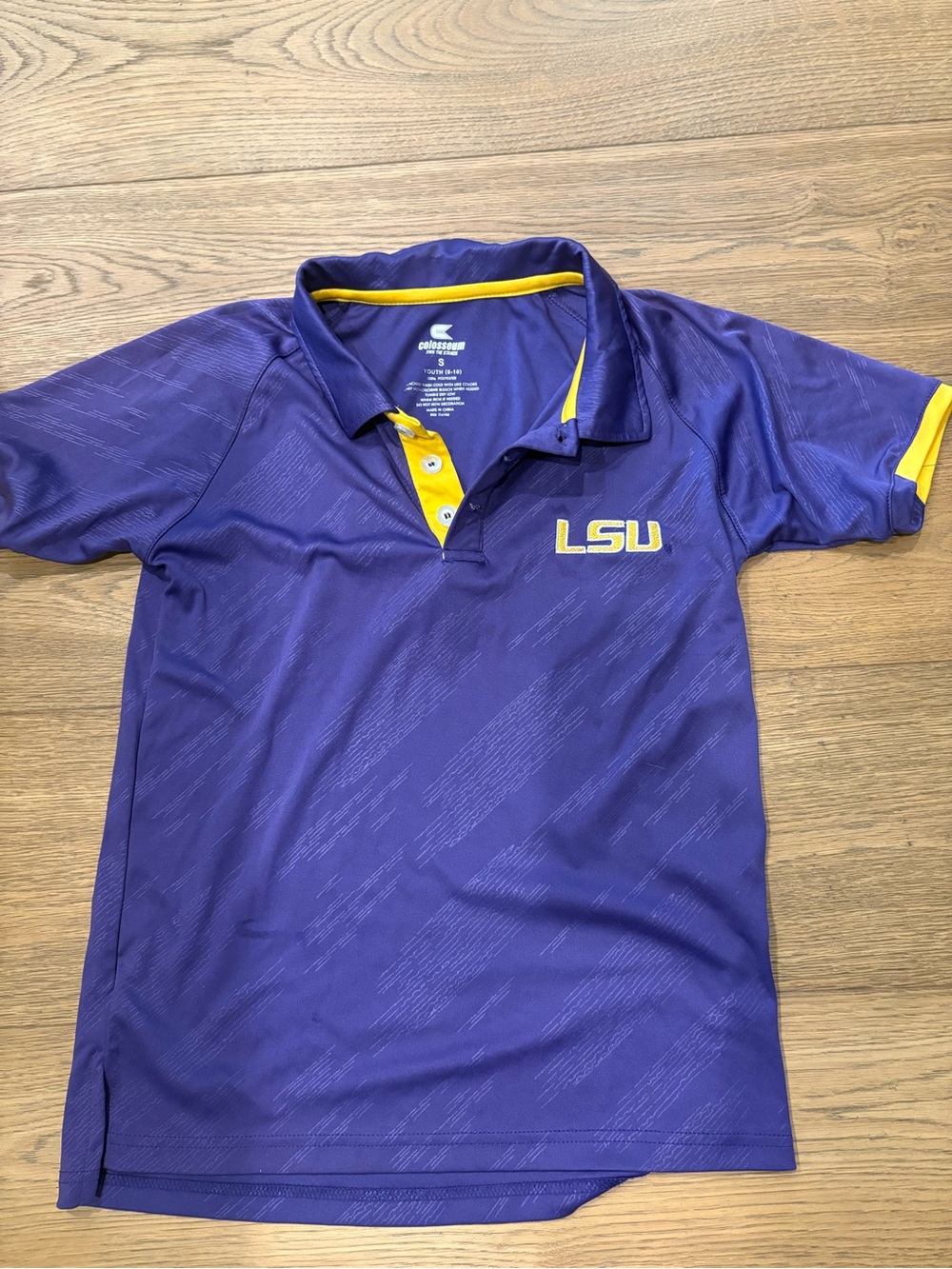 LSU Youth Purple Polo Shirt with Gold Trim